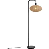 QAZQA Japandi vloerlamp zwart met stoffen bruine kap - Bida