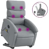 vidaXL Sta-op-massagestoel verstelbaar stof lichtgrijs