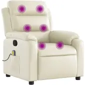 vidaXL Massagestoel van kunstleer in crèmekleur