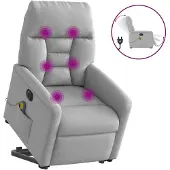 vidaXL Sta-op-massagestoel elektrisch verstelbaar stof wolk grijs