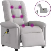 vidaXL Massagestoel elektrisch verstelbaar stof wolk grijs