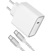 Force Power Thuislader 65W Power Delivery GaN + Versterkte USB C/USB C Kabel Levenslange Garantie Wit Lite