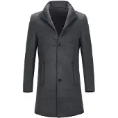 Allthemen Heren Winterjas - Effen Stand Kraag Middellange - 3XL