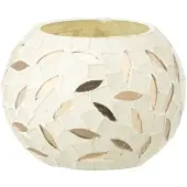 J-Line kaarshouder Bal Mozaïek - glas - wit/zilver - small