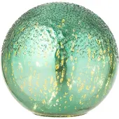 J-Line decoratie Bal Gekraakt - glas - groen - small - LED