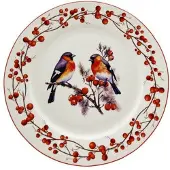 Duo Kerstvogels 3 Groot Bord - Porselein, 27cm