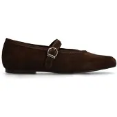 Manfield Bruine suède ballerina's met gesp | Maat 39