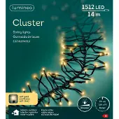 Kaemingk Led cluster 14 meter 1512 LED zwart/soft gold Lumineo