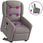 vidaXL Sta-op-massagestoel verstelbaar stof taupe
