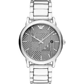 Giorgio Armani Emporio Classic Herenhorloge Zwart &amp; Grijs Wijzerplaat Roestvrij Band AR11134