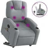 vidaXL Sta-op-massagestoel verstelbaar stof lichtgrijs