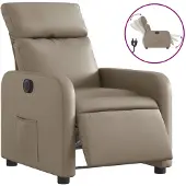vidaXL Fauteuil verstelbaar elektrisch kunstleer cappuccinokleurig