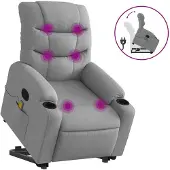 vidaXL Sta-op-massagestoel verstelbaar stof lichtgrijs