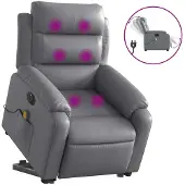 vidaXL Sta-op-massagestoel elektrisch kunstleer grijs