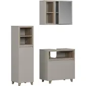 Vicco Elnor Badkamermeubelset – 3 delen met midi-kast Greige/Eik