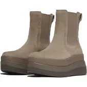 Original Brands Women F-Mode Stack Suede Chelsea Boots Taupe-Schoenmaat 42