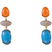 Go Dutch Label Oorknoppen Elegant Stone Drop Oranje