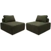 Sweeek Fauteuils corduroy 1 zitplaats (set van 2) Donkergroen