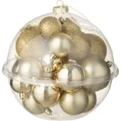 J-Line kerstbal - kunststof - goud - doos van 24