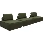 Sweeek Fauteuils boucléstof 1 zitplaats (set van 3) Kaki