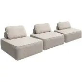 Sweeek Fauteuils boucléstof 1 zitplaats (set van 3) Beige