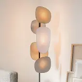 LumenXL Vloerlamp Velore met naturel linnen kappen in zachte, lichte tinten