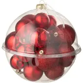 J-Line kerstbal - kunststof - kerstrood - doos van 24