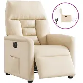 vidaXL Fauteuil elektrisch verstelbaar microvezelstof beige