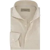 John Miller tailored fit overhemd beige linnen