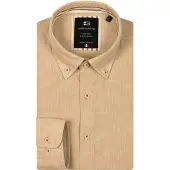 Giordano overhemd camel button-down wijde fit