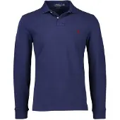 Ralph Lauren Heren Custom Slim Fit navy piqué polo (3XL), Casual, Katoen, Lange mouwen, Marineblauw 710680790046