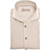 John Miller overhemd beige linnen Tailored Fit cutaway boord