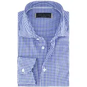 John Miller overhemd blauw geruit lange mouw