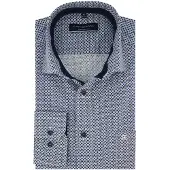Casa Moda overhemd Comfort Fit blauw geprint borstzak