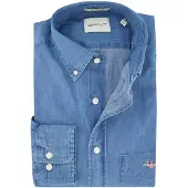Gant Regular Fit Overhemd Licht halfblauw, Effen