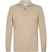Profuomo Half Zip Pullover Wol Sand | Beige | Maat XXL