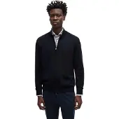 HUGO BOSS vest blauw effen wol opstaande kraag rits