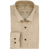 Olymp business overhemd 24/7 modern fit beige geprint katoen