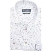 Ledub business overhemd Modern Fit New normale fit wit geprint wide spread