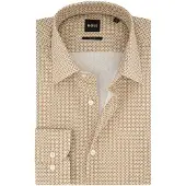 HUGO BOSS Zakelijk Boss H-Hank overhemd slim fit beige print