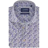 Ledub modern fit overhemd blauw katoen patroon