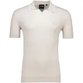 Lyle & Scott tipped knitted open collar polo shirt beige