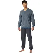 Schiesser Pyjama Lang Bio Katoen Comfort Nightwear Graphite - Maat 54
