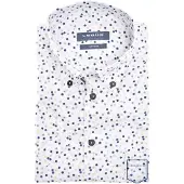 Ledub Overhemd korte mouw Modern Fit donkerblauw geprint