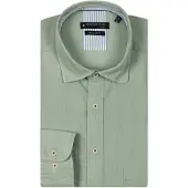 Giordano overhemd tencel groen borstzak