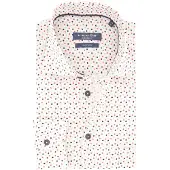 Ledub Geprint easy iron overhemd wit katoen modern fit