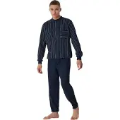 Schiesser pyjama Comfort Nightwear donkerblauw gestreept