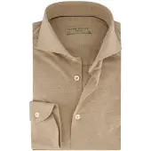 John Miller lichtbruin overhemd slim fit gemêleerd