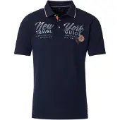 Casa Moda's polo donkerblauw opdruk korte mouw