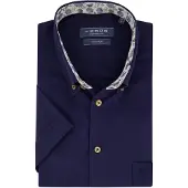 Ledub normale fit overhemd korte mouw donkerblauw